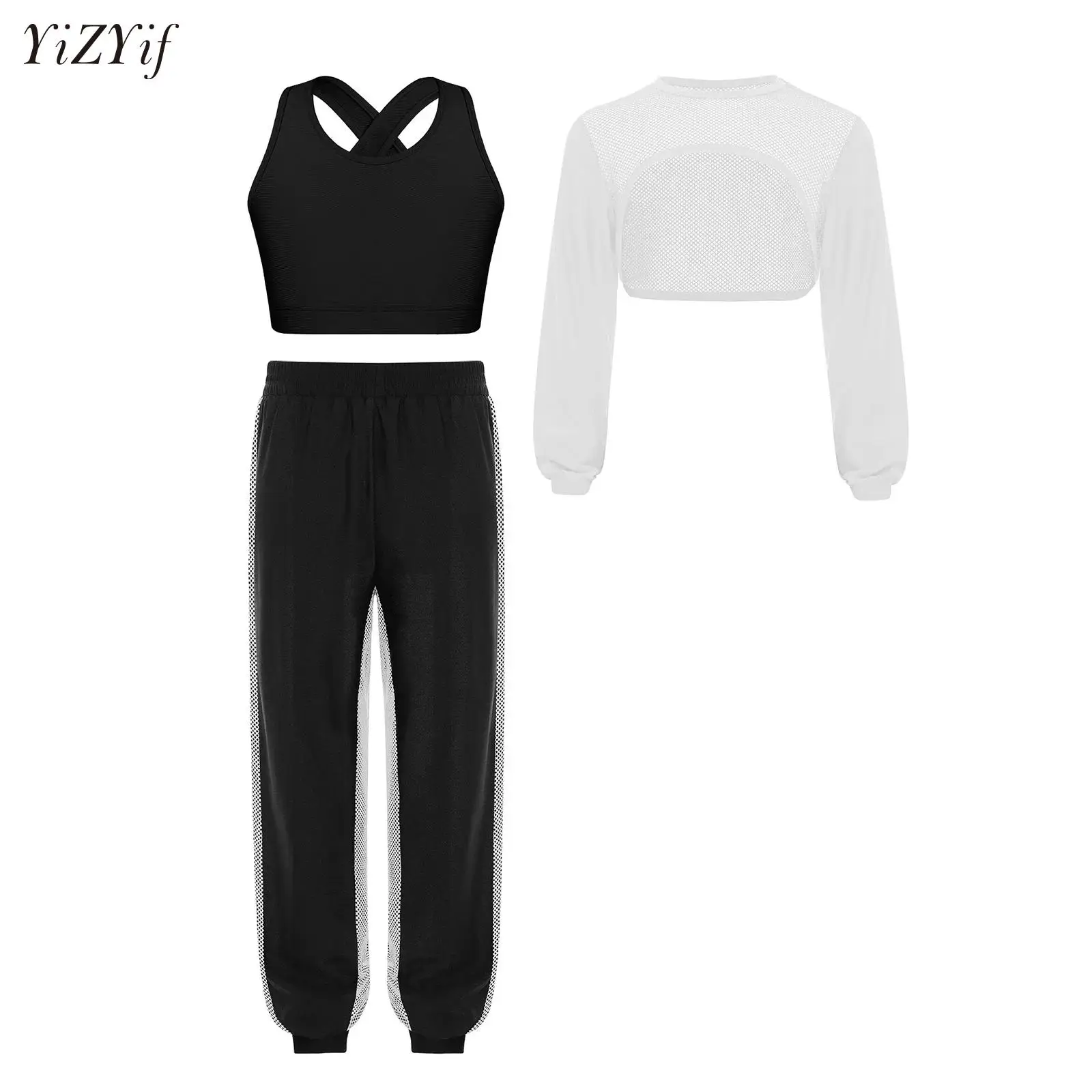 

Girls Hip Hop Outfits Crop Top Vest Cargo Pants Children HipHop Streetwear Girl Group Clothes Sets Kids Street Jazz Dancewear