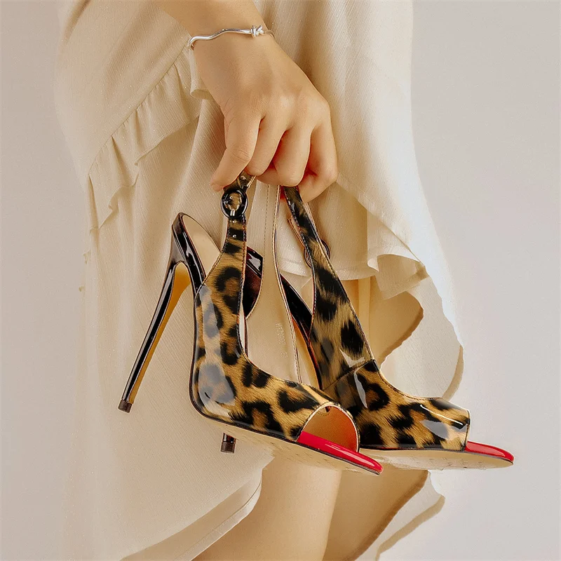 Onlymaker Women Peep Toe Heeled Sandals Slingback High Heel Stiletto Pumps Party Dress Female Sandals
