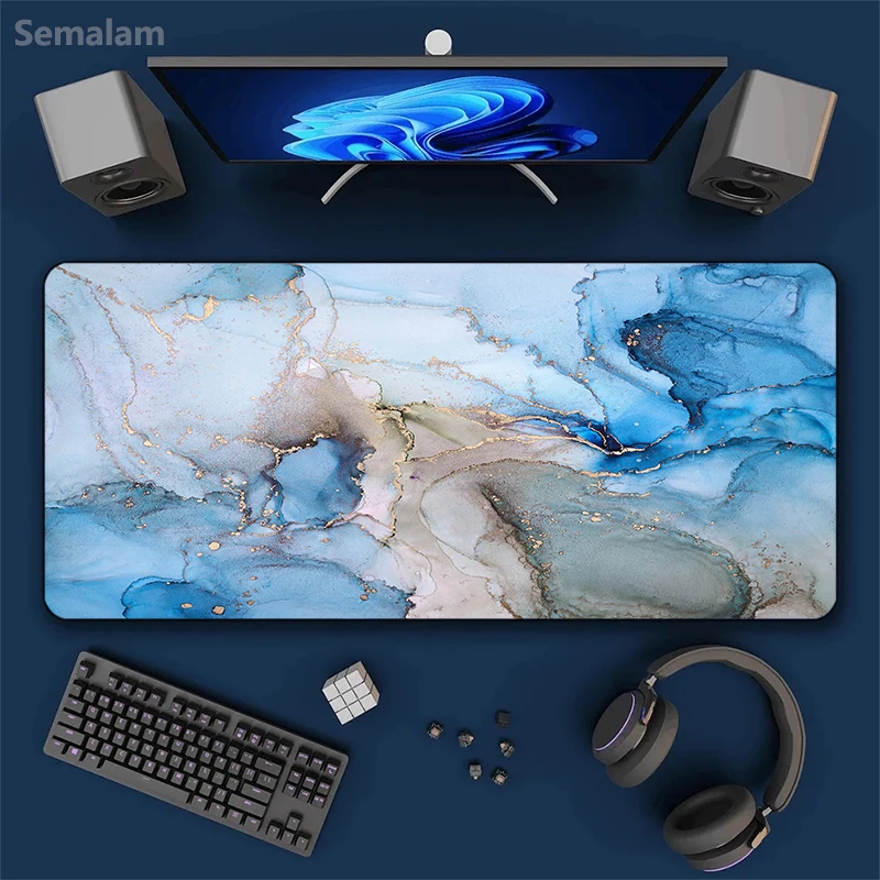 Large Marble Mouse Pad Non Slip Base Durable Stitched Edges Smooth Desk Mat Keyboard Pad For Home Office Study PC Laptop Desktop