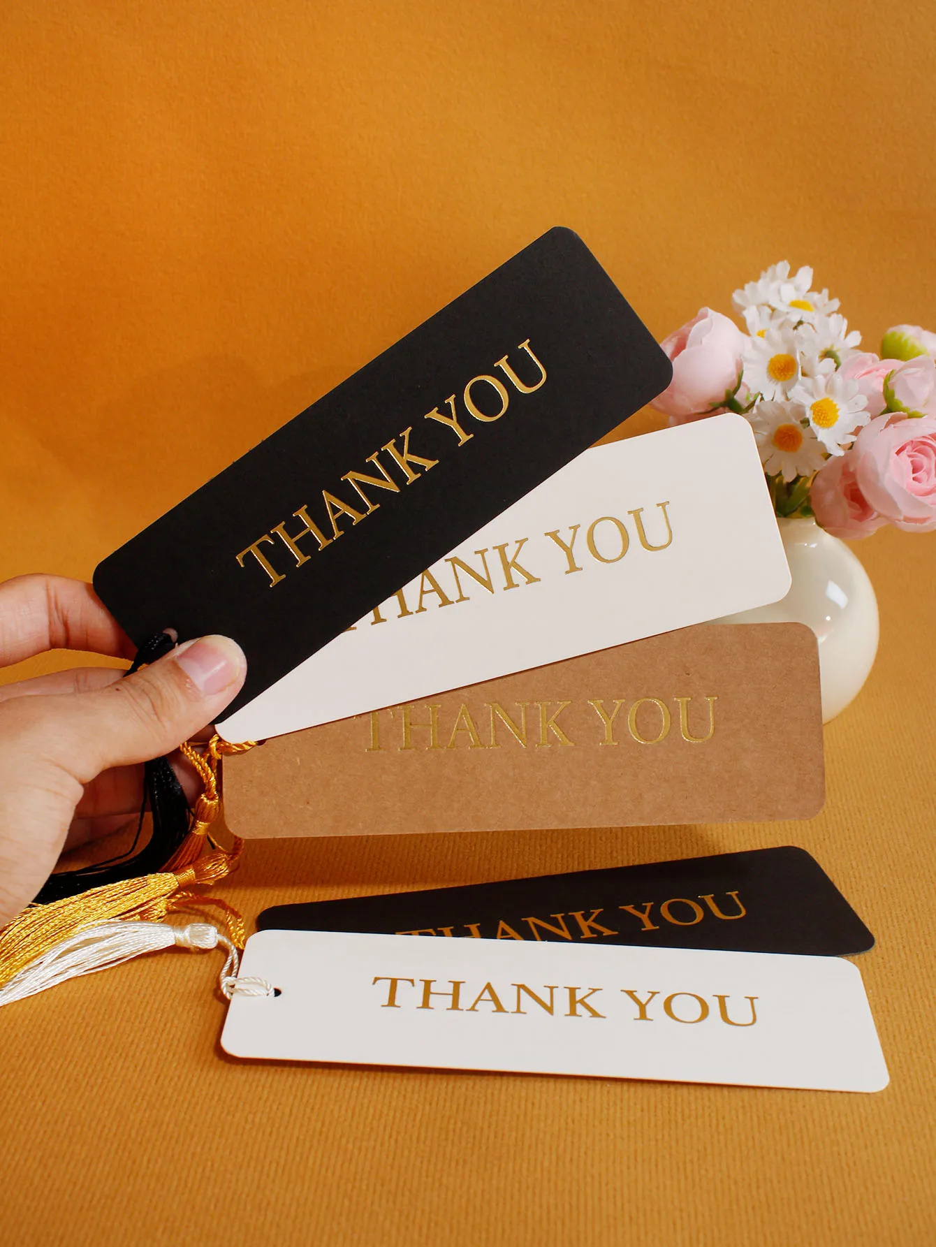 5pcs Thank You Bookmarks, Festival Gift Books, Bookmarks, Gift Returns, Hot Stamped Bookmarks