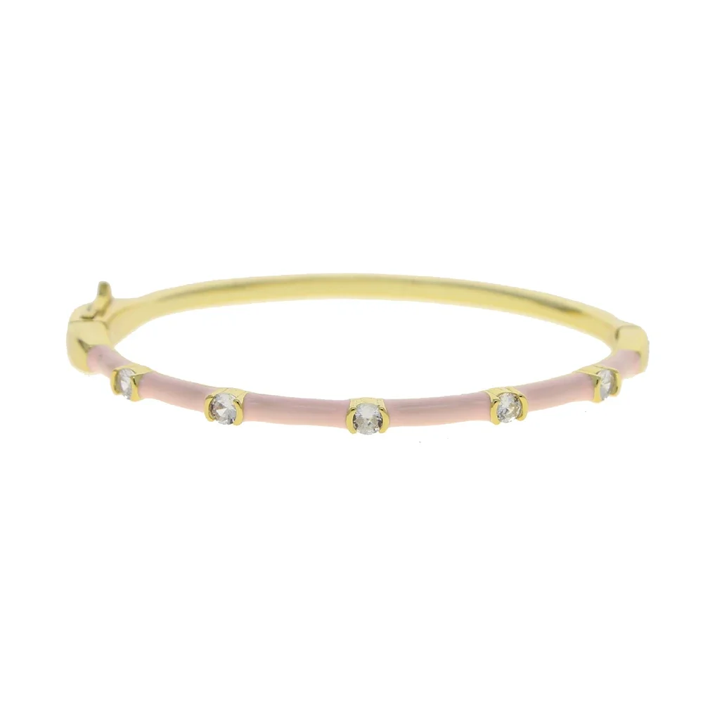 Pink Light Blue Green Enamel Gold-color Copper Bangle for Women Jewelry Bracelet Top Quality Factory Price 18-20cm