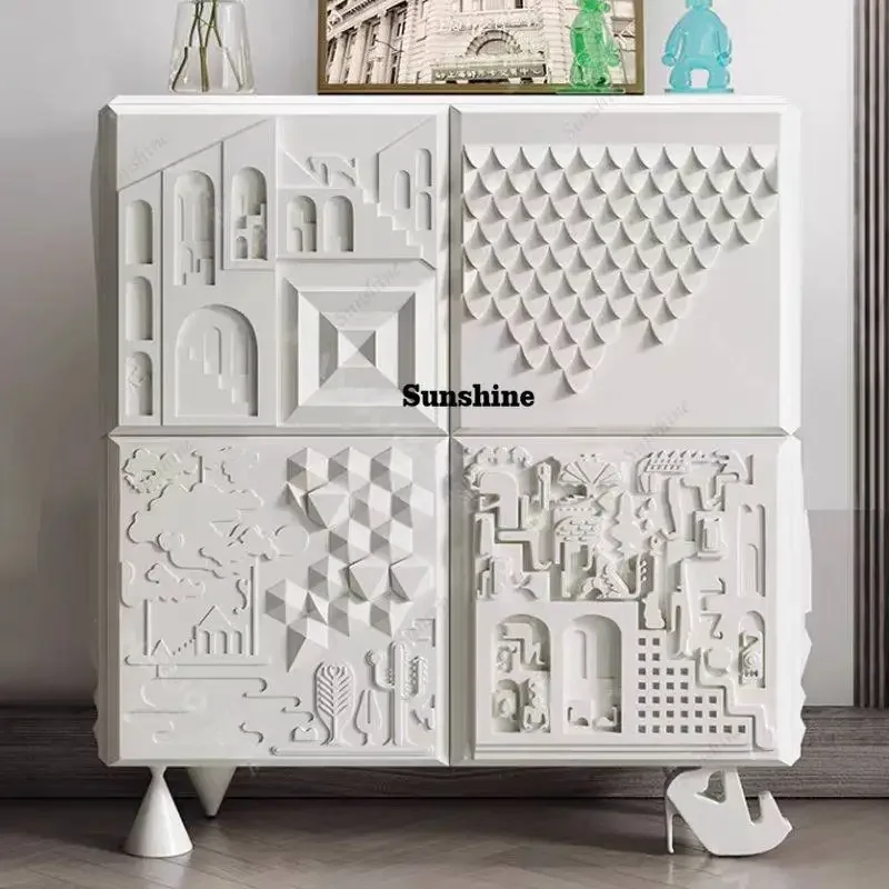 

Тумба с рельефным декором, четырехдверный шкаф для прихожей, скандинавский шкаф для обуви TJ