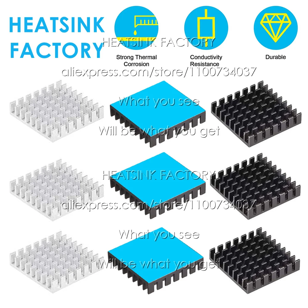 28x28x6mm Zigzag Aluminum Heatsink Thermal Adhesive Tape Cooler for RPI Orange Pi IC Transistor Module PCB