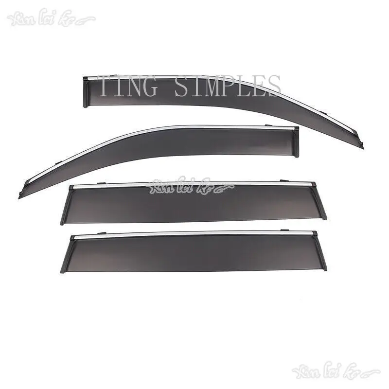 Window Visor Sun Rain Wind Guard For Toyota Prado FJ120 2003-2009 W/Chromed Trim