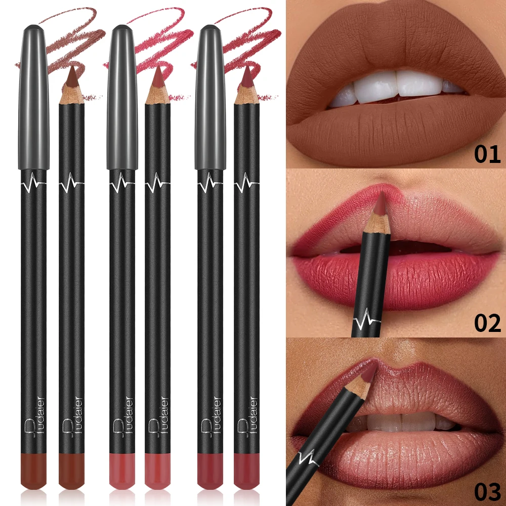 Pudaier Matita labbra opaca impermeabile a 3 colori - Formula a lunga durata, senza trasferimento, finitura opaca, 6 tonalità versatili
