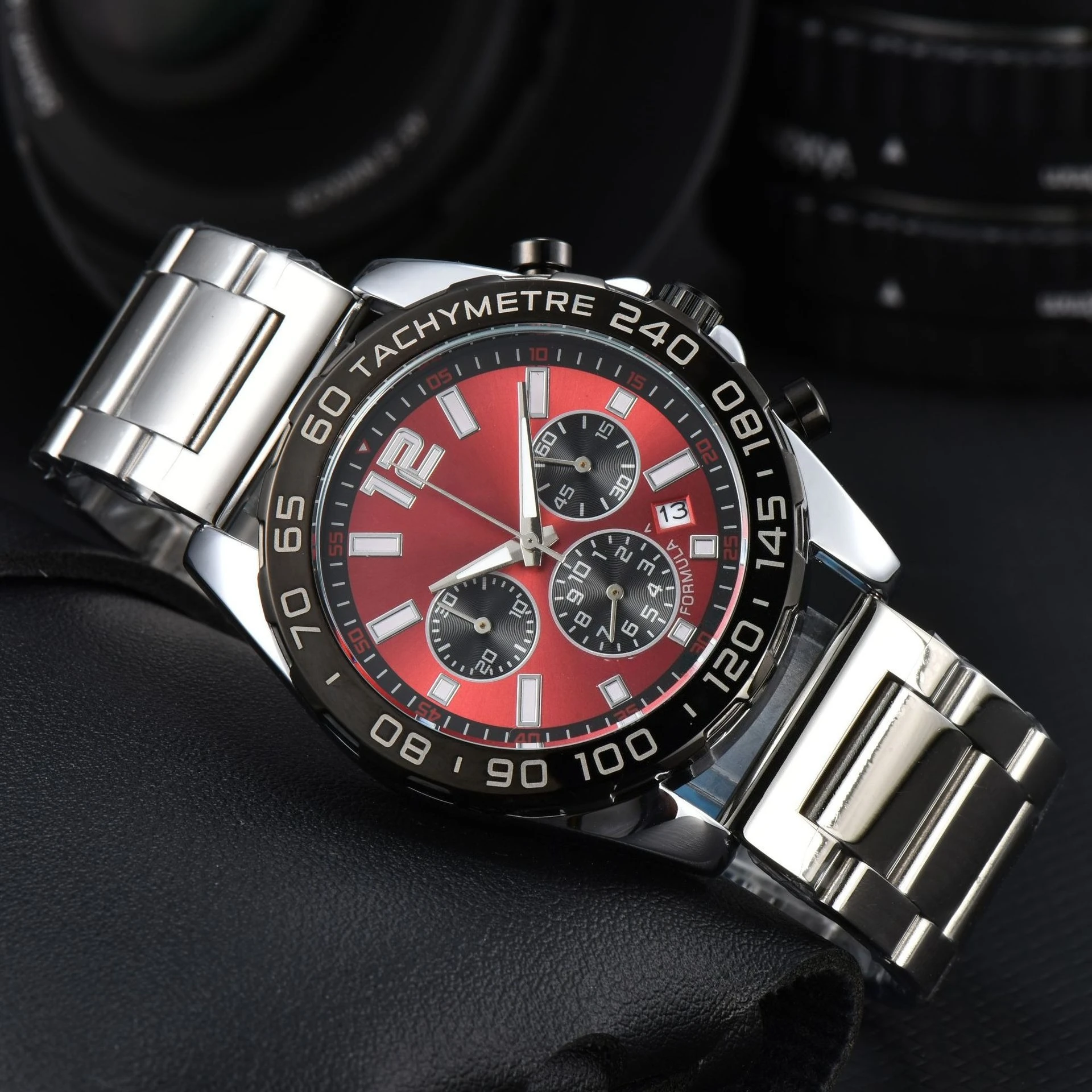 Orologio da uomo di lusso autentico Cinturino in acciaio inossidabile di alta qualità Movimento al quarzo a sei lancette Orologio da polso Hip Hop Marchio di stilisti