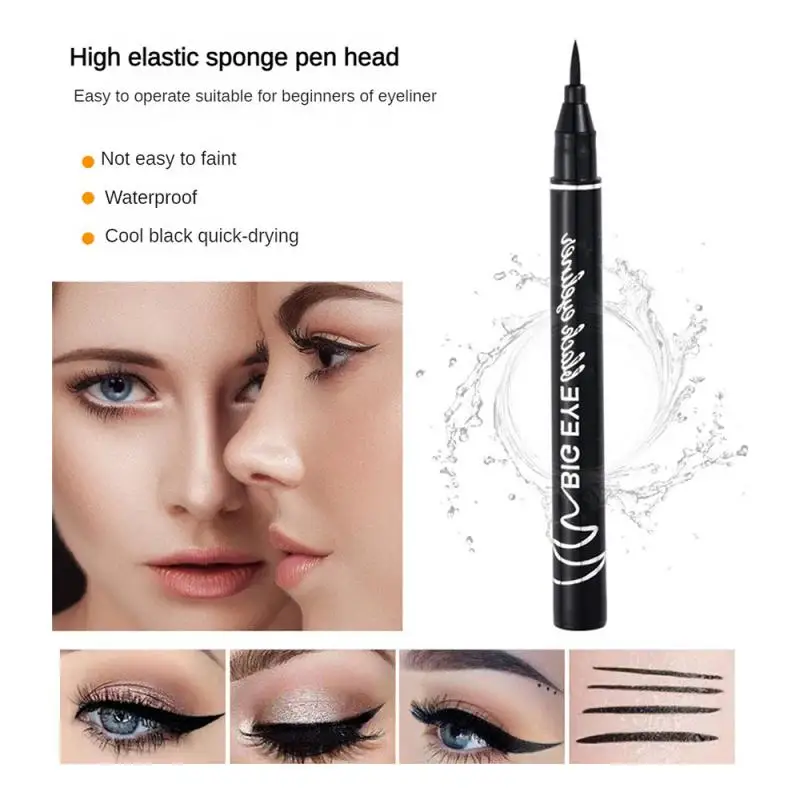 Stylo Eyeliner Liquide Noir Imperméable à vaccage Rapide pour Femme, Crayon Eyeliner, Tête en Éponge, Maquillage, Cosmétiques, Pas Cher, 1 Pc, 2 Pcs, 3Pcs