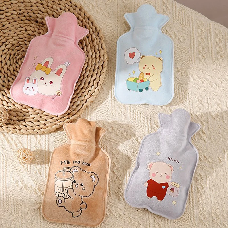 1PC Kawaii 350ml Plush Hand Warmer Cute Cartoon Girl Heart Y2k Carry-On Water-Filled Hot Water Bag Keep Warm