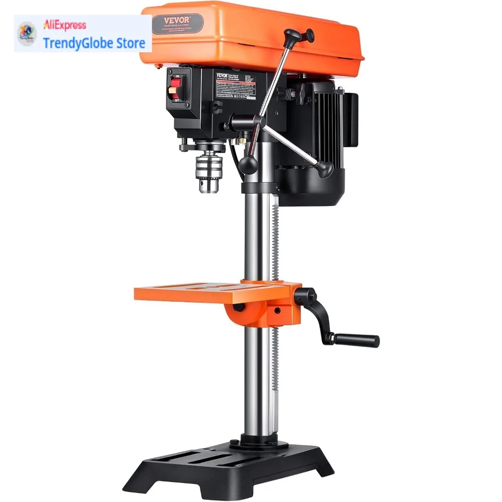 

10-дюймовый настольный сверлильный станок с двигателем 6,2 А, регулируемая скорость, 610/940/1500/2150/2800 об/мин