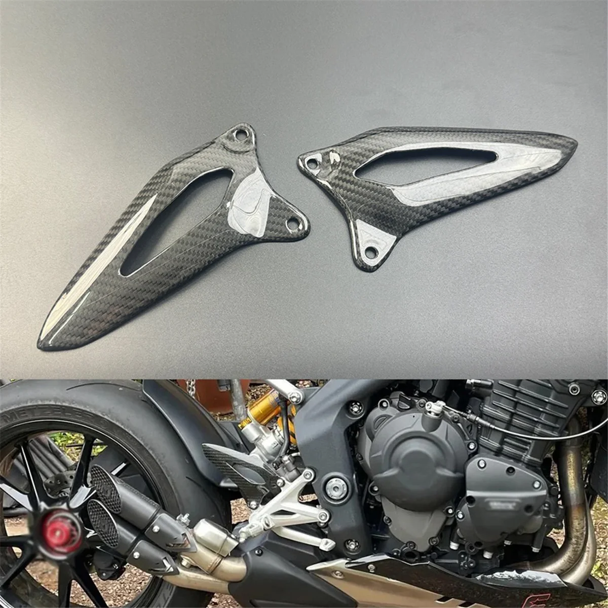 Carbon Fiber Motorcycle Accessories Heel Guard Plates Foot Rests For Triumph Speed Triple 1200RS 1200RR 2021-2024