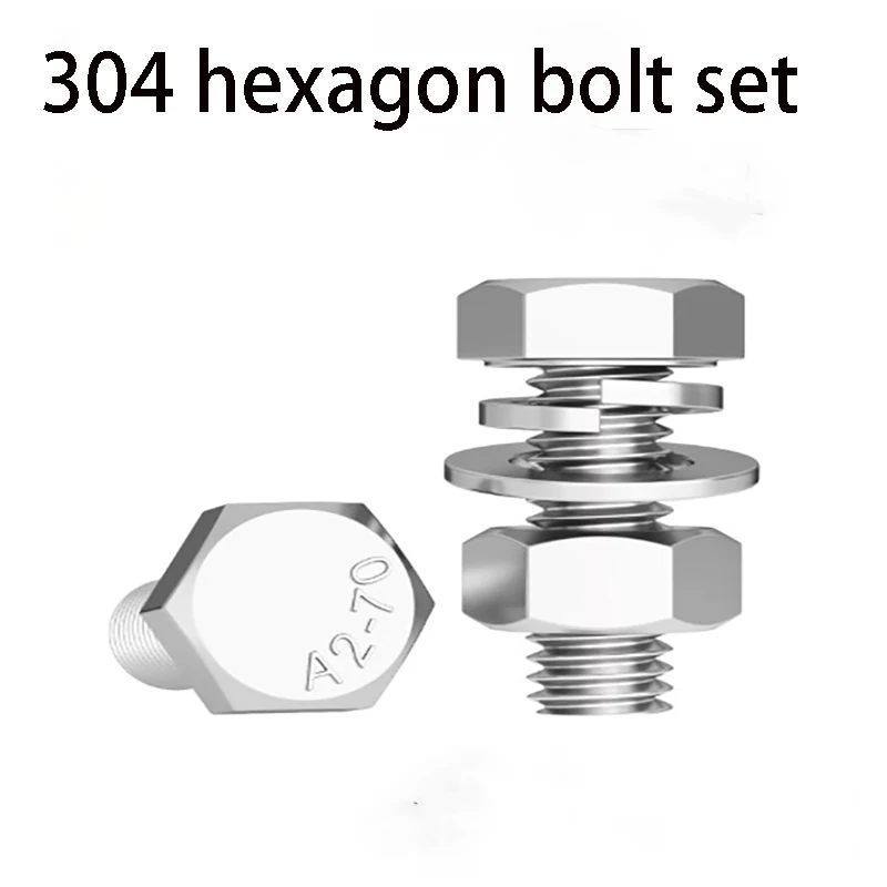 

304 stainless steel M12 M14 M16 M18 M20 hexagonal bolt screw and nut set combination
