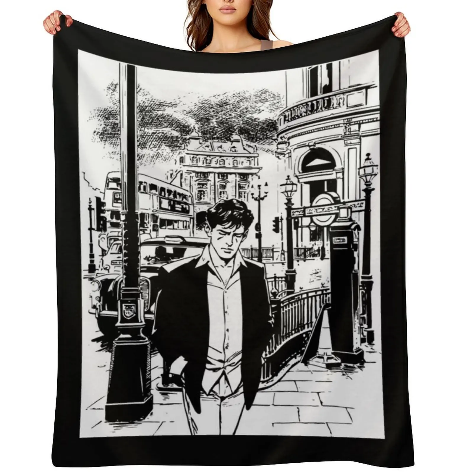 

Dylan Dog Premium T-Shirt Throw Blanket Loose Sofa Retros halloween Blankets