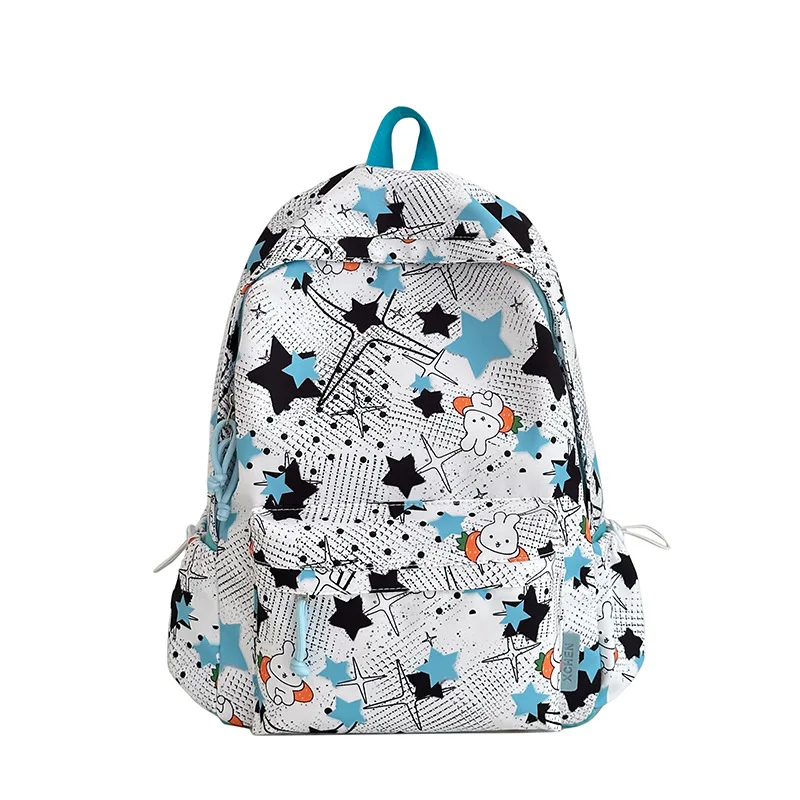حقيبة ظهر ذات سعة كبيرة مع نجوم مطبوعة عصرية، حقيبة ظهر متعددة الاستخدامات لطلاب المدارس الثانوية للنساء #6