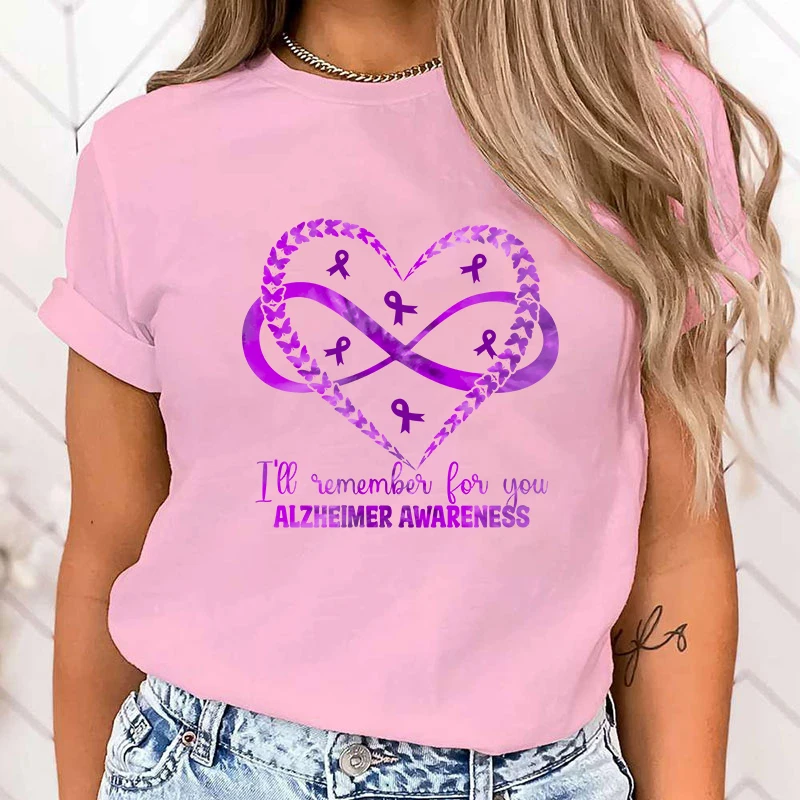 (High Quality T Shirt)I Will Remember For You Alzheimer'S Awareness T-Shirt Women Fashion Harajuku T Shirt Summer  Short Sleeve