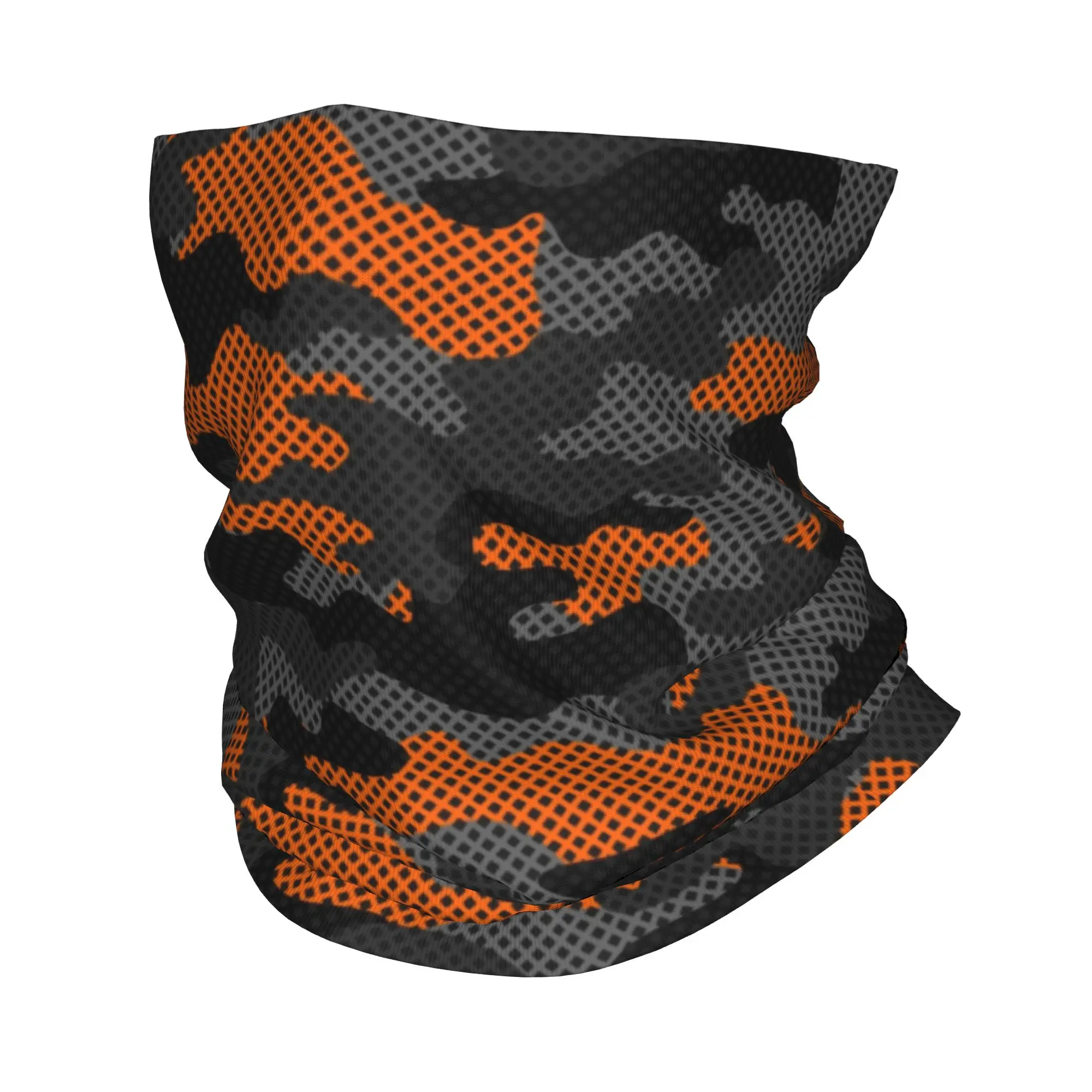 Camouflage Dark Black Orange Camo Winter Headband Neck Warmer Men Women Hiking Hunting Tube Scarf  Face Bandana Gaiter