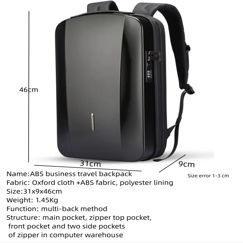 Oxford cloth +ABS Hard Shell Pressure-resistant Backpack 17.3 inch Computer Business Travel  Backpacks College Student Bag