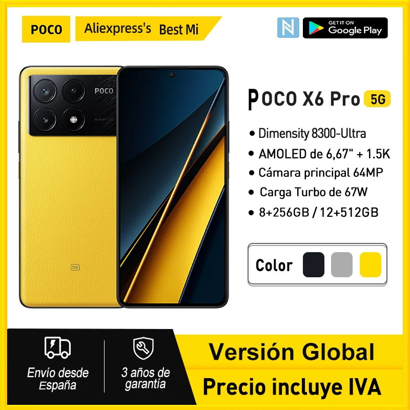 POCO X6 Pro 5G Global Version NFC 256GB/512GB Dimensity 8300-Ultra 6.67