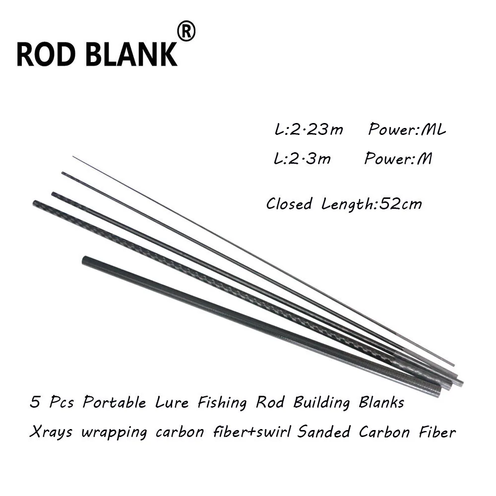 Rod Blank 2.3M 5 Sections Xrays Carbon Fiber Travel Rod Blanks Portable Lure Fishing Rod Building Rod DIY Component Pole Repair