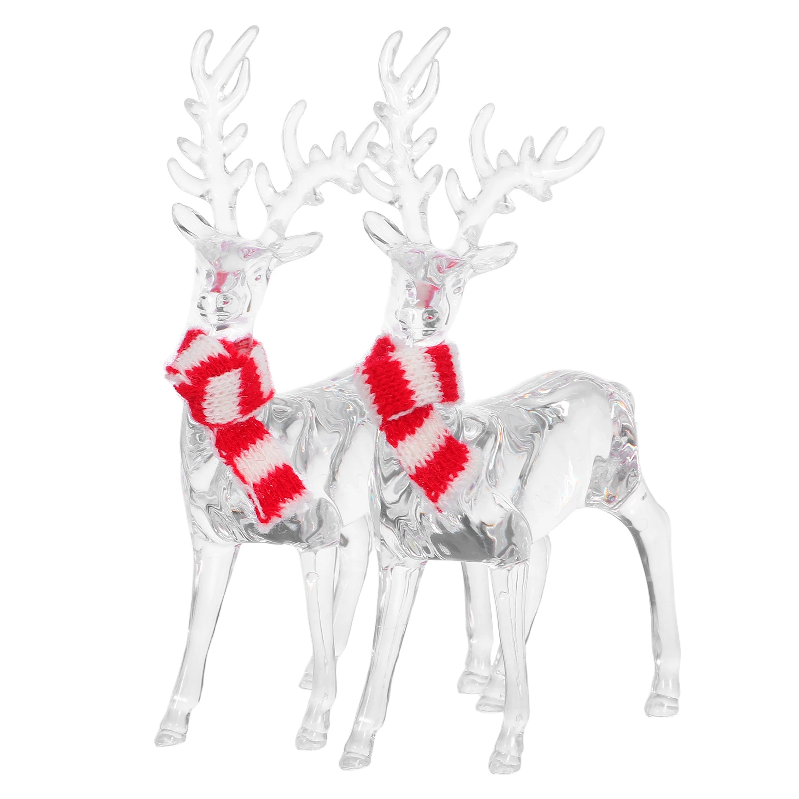 

2PCS Acrylic Reindeer Ornaments Transparent Deer Figurines Unique Holiday Decor Crystal Elk Decorations For Christmas Indoor