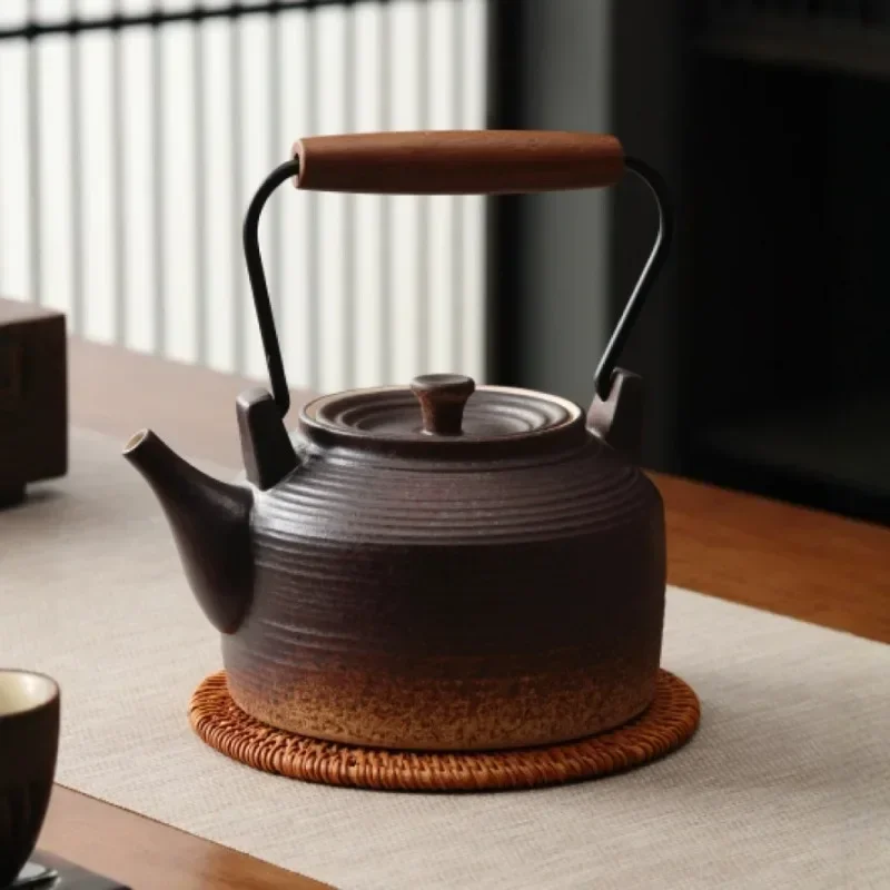 Vintage Tea kettle infuser Ceramic boil tea pot Heat-resistant ceramic tea pot set Gas Charcoal stove Chinese Kung fu teapot