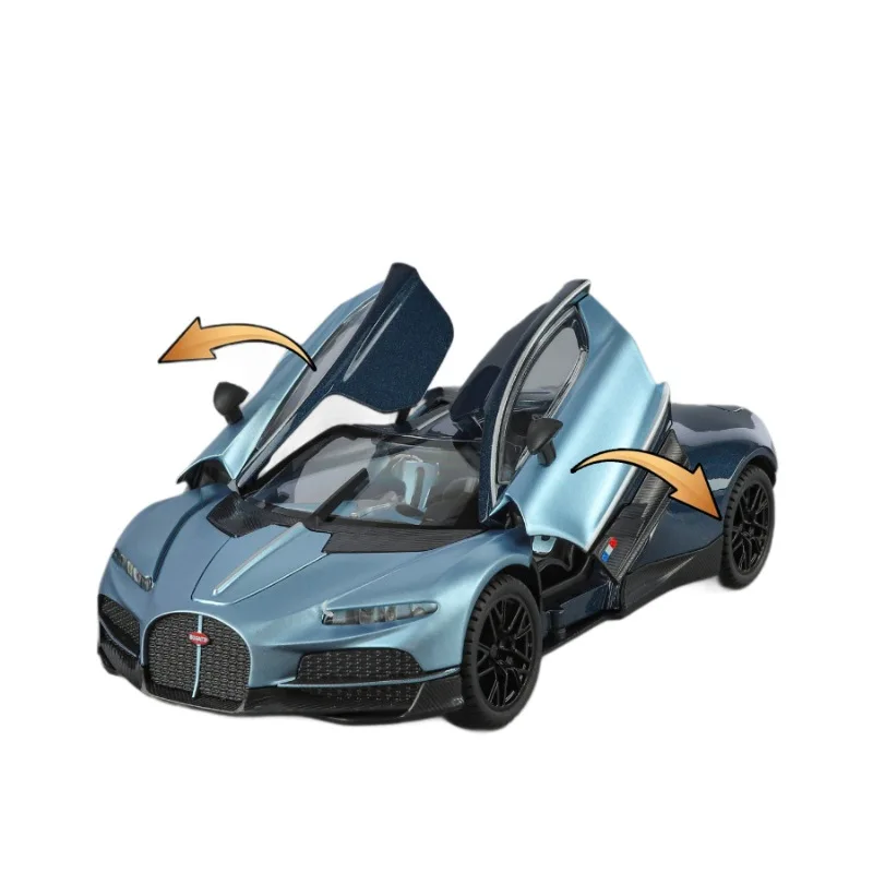 محاكاة 1:24 بوجاتي توربيون سبيكة الصوت والضوء سيارة رياضية نموذج حلية سيارة لعبة لعبة أطفال هدية جمع #5