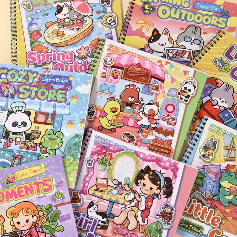 Cartoon Relaxation Gift Coloring Book Educational In Cozy Moments Graffiti Painting Book Doodles Book Adults and Teens