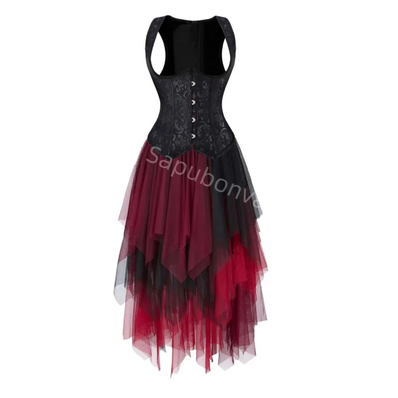 

Underwear Corset Dress Costume long skirt Set With Bustier Costume Party sexy Burlesque Ladies Outfit Plus Size Gothic Halloween