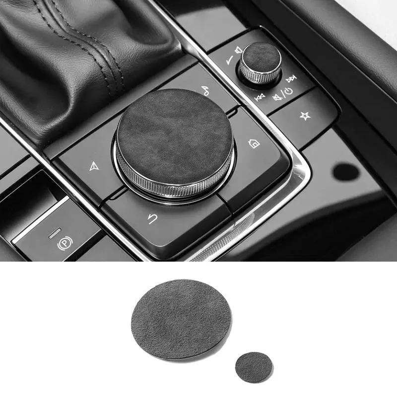 

For Mazda3 Axela Center Console Multimedia Knob Button Cover Trim Sticker Made of Alcantara Car Interior Tuning Accessories