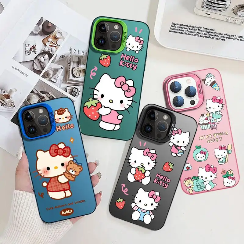 Case For Apple iPhone 11 13 15 Pro Max 14 Plus 12 Shockproof Protective Hard Phone Cover Silicone Funda Cute Cartoon Holle Kitty