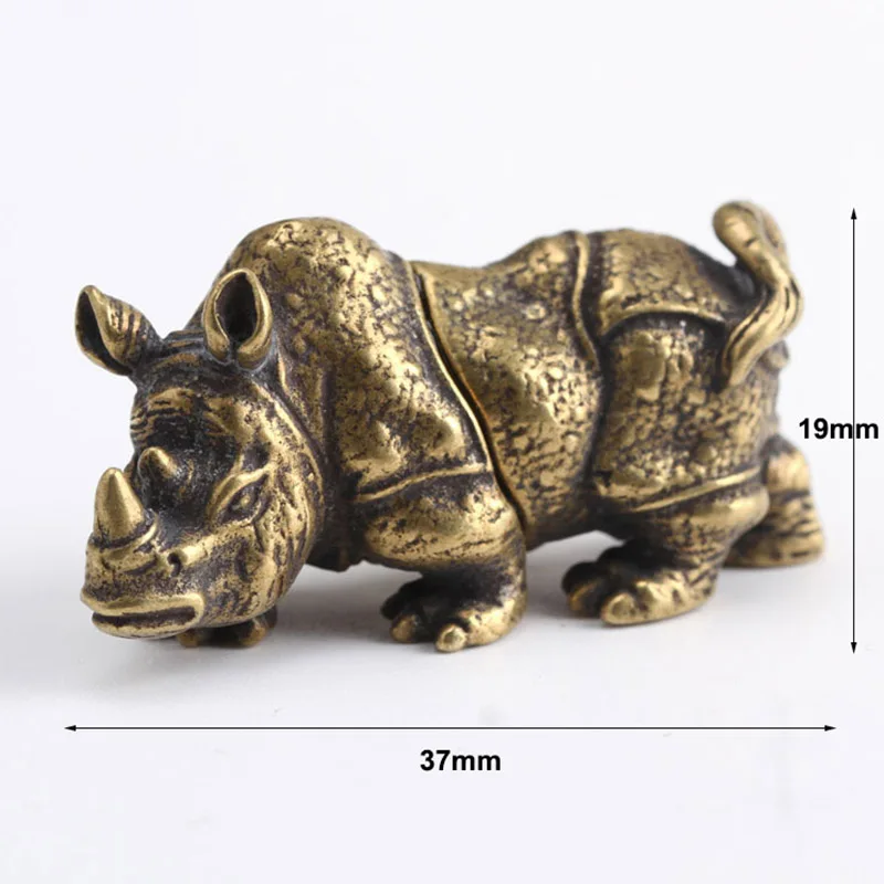 Convenient Useful Rhino Ornament Home Decor Office Vivid Display Toy Handmade Miniature Crafts Sculpture Copper