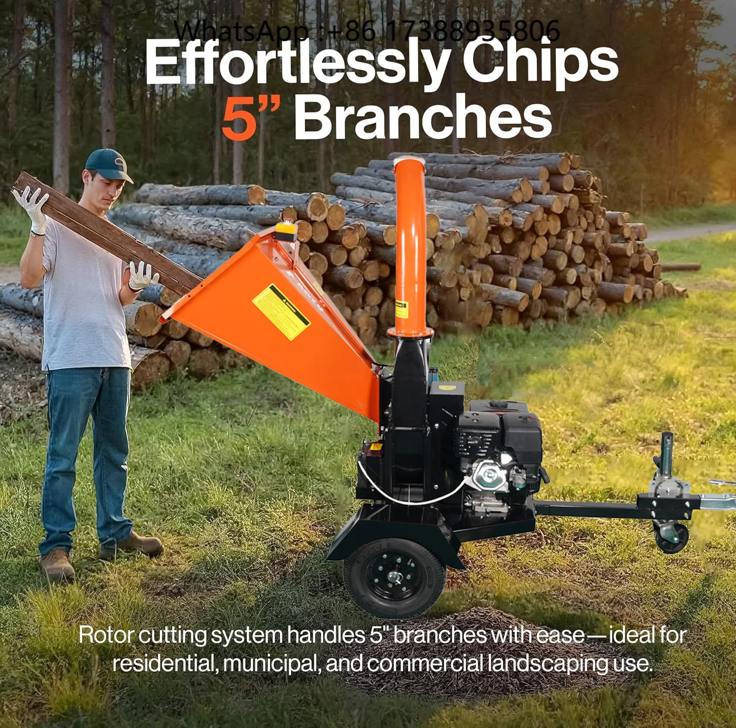 Professional Industrial 18HP Tree Branch Mobile  Garden Forestry Wood Processor Chipper Shredder Machine