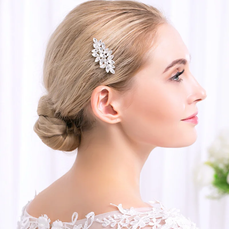 

2pieces Bridal Accessories Simple Rhinestone Inserts Beautiful Wedding Dress Tray Hair Accessories