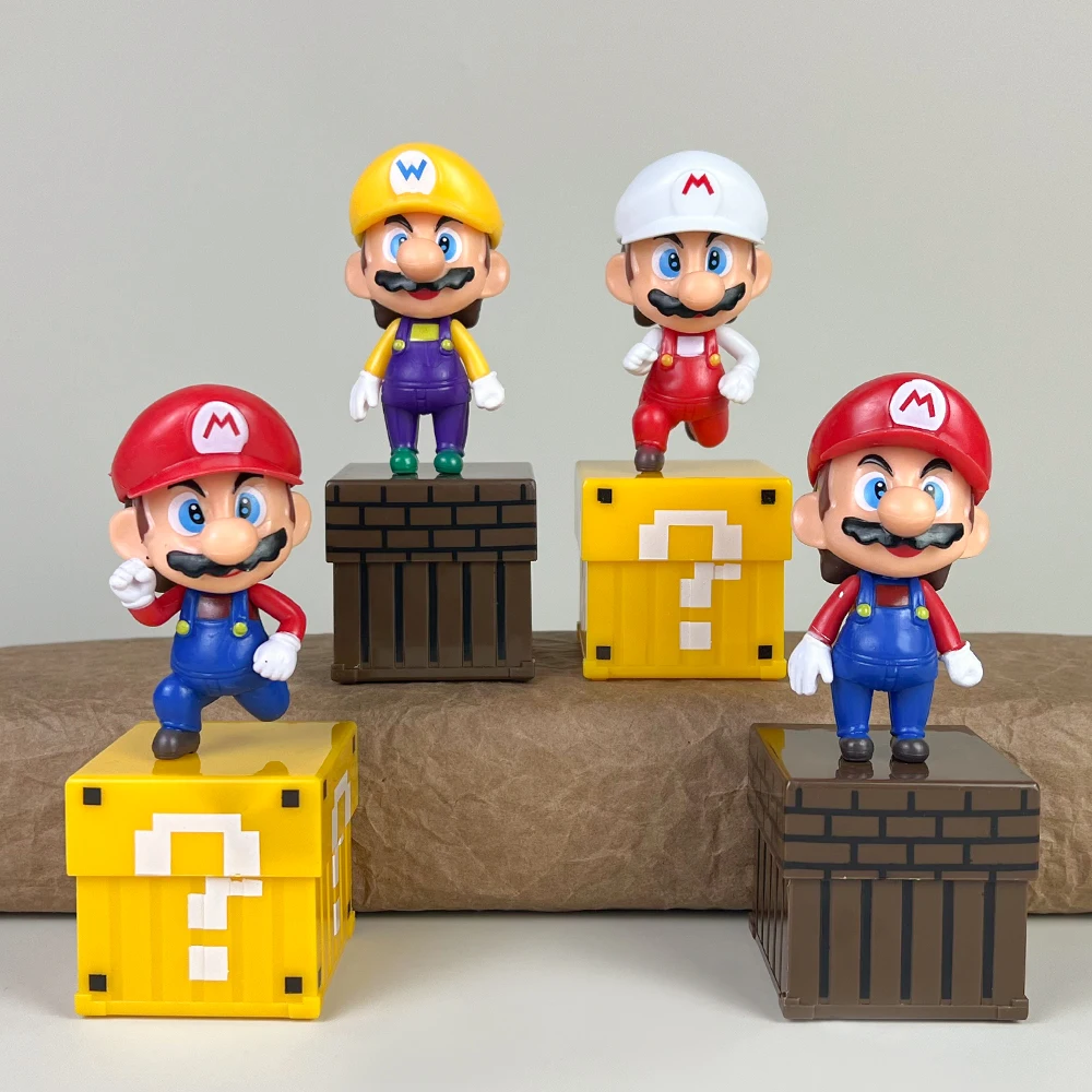 4 Pcs New Pop MarioCute Doll Toy  Model Super Mario Hand Office Children's Bedroom Dormitory Decoration Car Interior Decorati