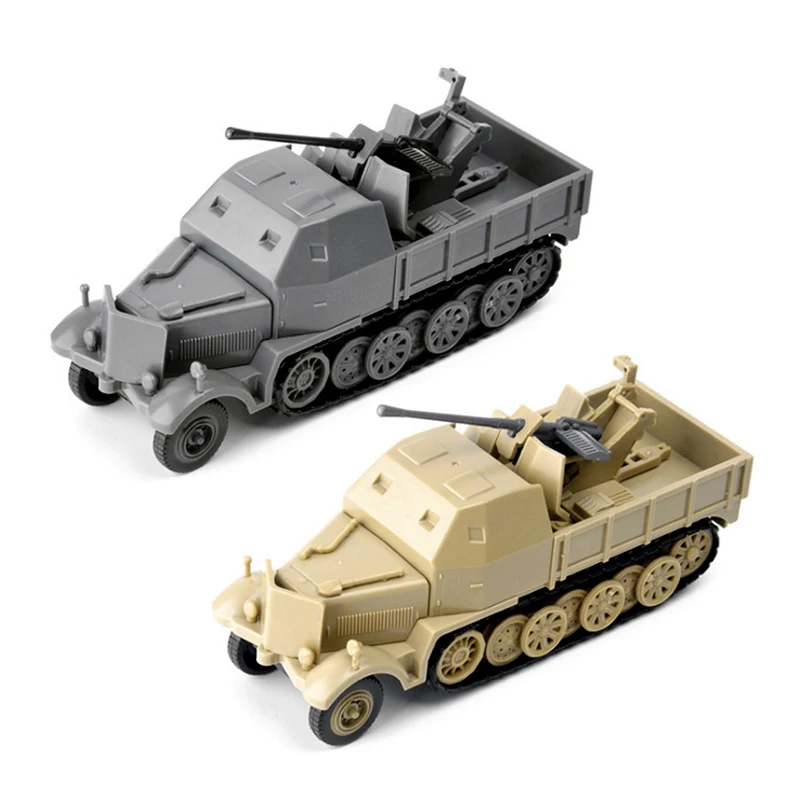 4D 1/72 World War II German SD.KFZ.7/2 Flak37 Half-track Anti-aircraft Armored Vehicle Assembly Military Model Toy A28