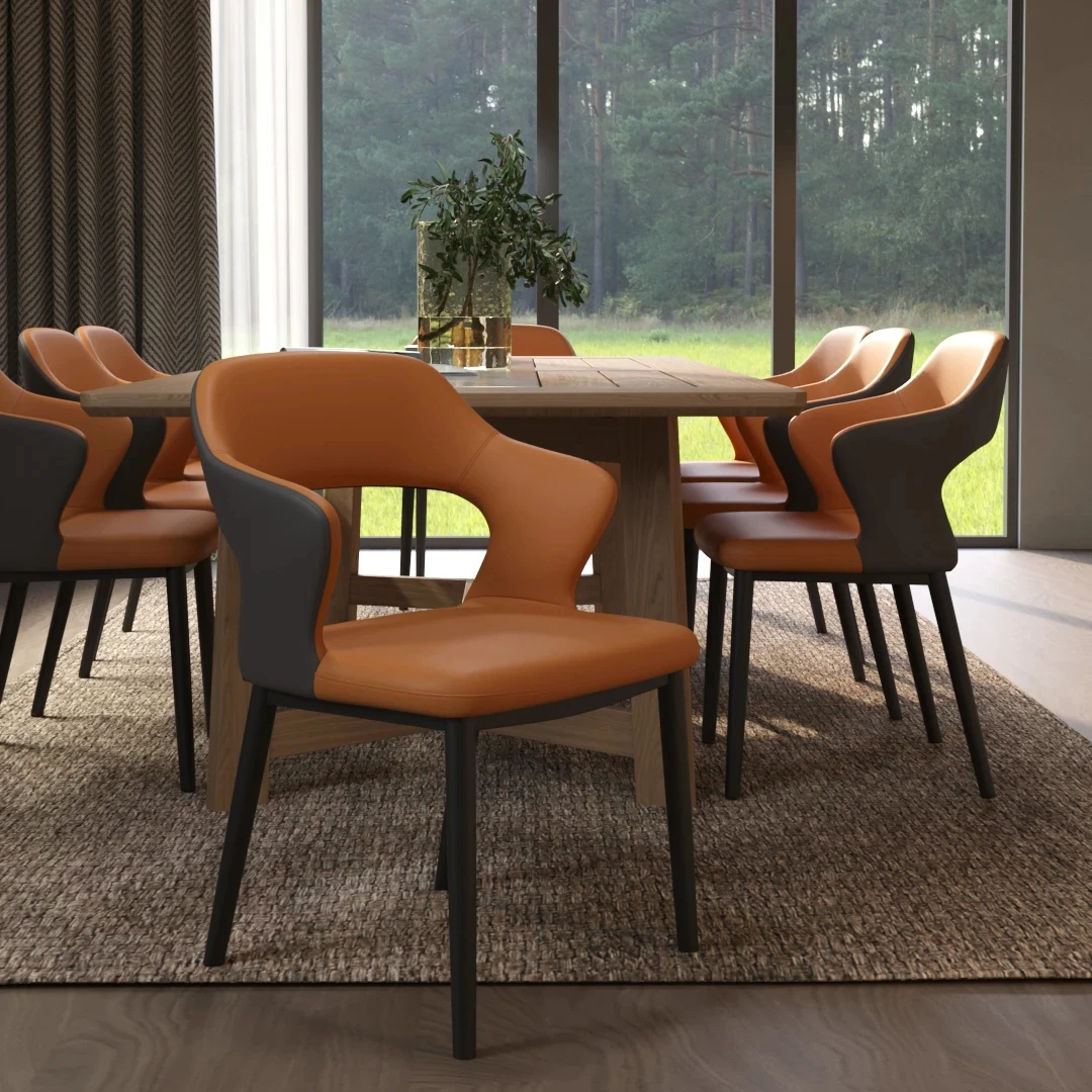 Modern Nordic Style Colorful Household Restaurant Furniture Leather Dining Room Chairs With Metal Frame Home Furniture