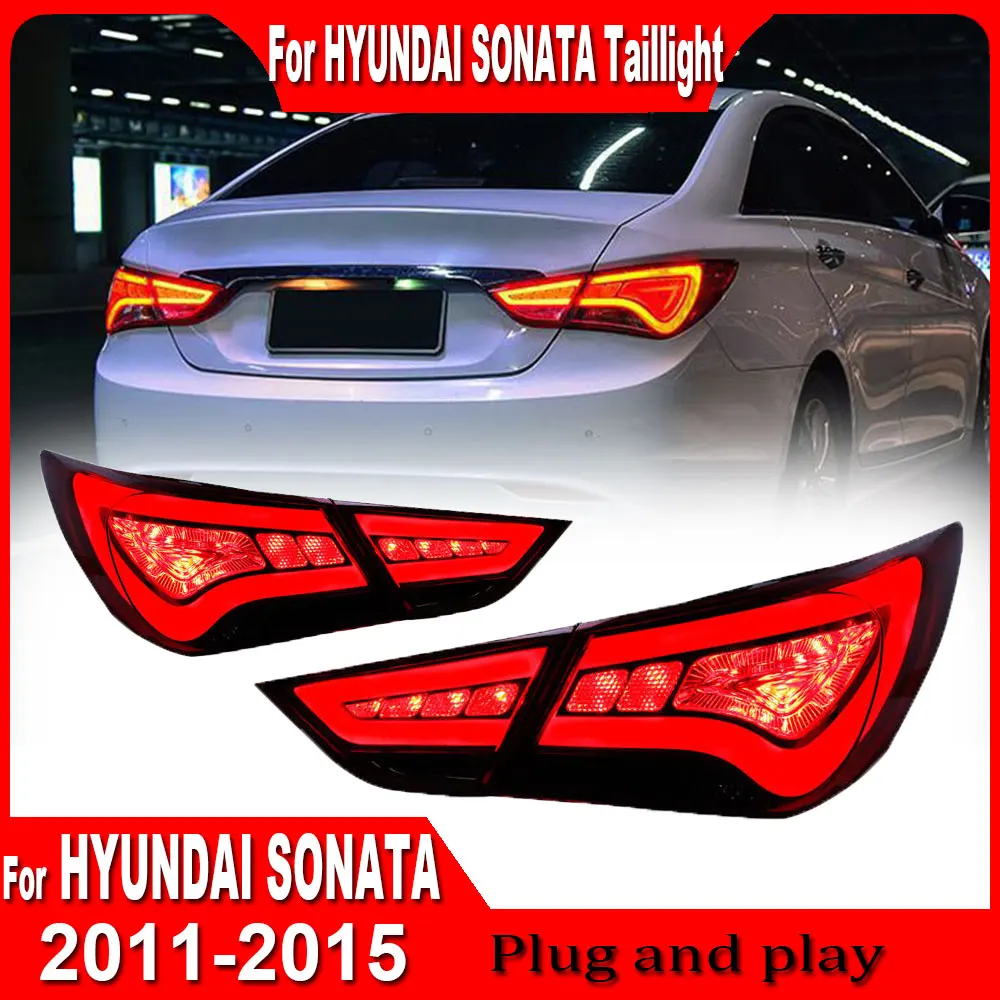 2pcs Tail Lights For Hyundai Sonata 2011 2012 2013 2014 2015 LED Car Tail Lamps Daytime Running Lights Dynamic Turn Signals