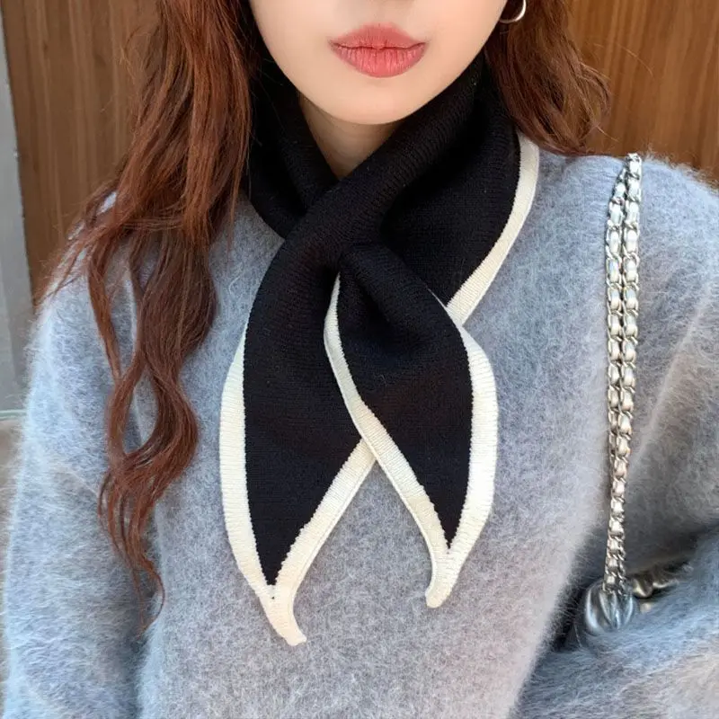 Female Knit Scarf Girls Shirt False Collar for Sweater Dress Shirt Detachable Collar Women Autumn Warm Fake Collars Small Shawl