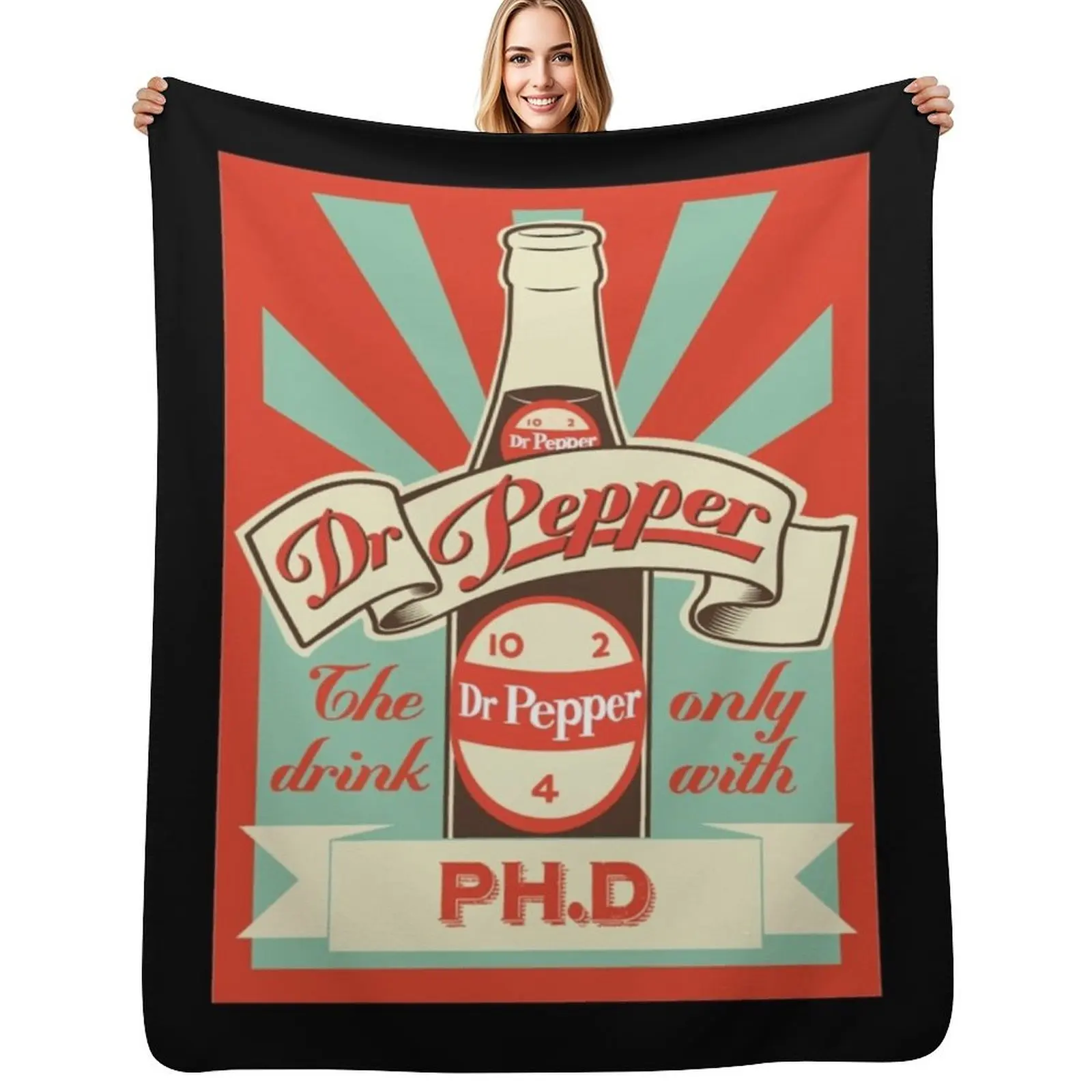 Dr. Pepper Vintage Throw Blanket Warm Plush Fuzzy Blanket for Living Room