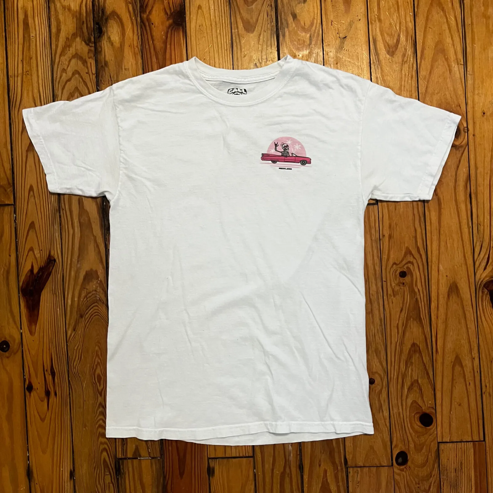 Reckless Skeleton graphic tee Mens Size M Pre-Owned white