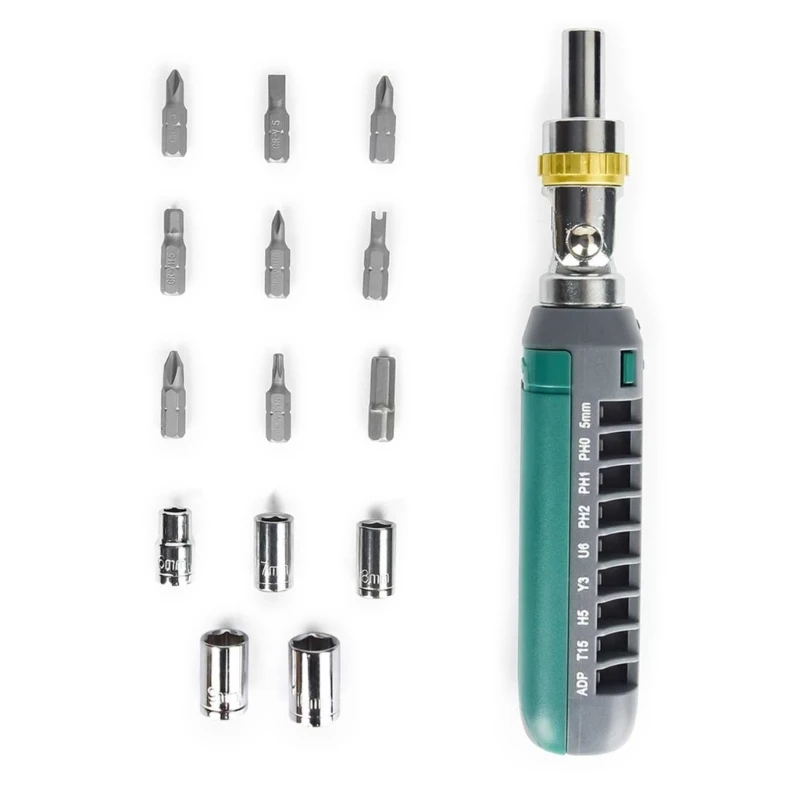 ipiip 14 in 1 Screwdriver Set Ratcheting Screwdriver Convenient Design for Furniture, Home Appliances, DIY