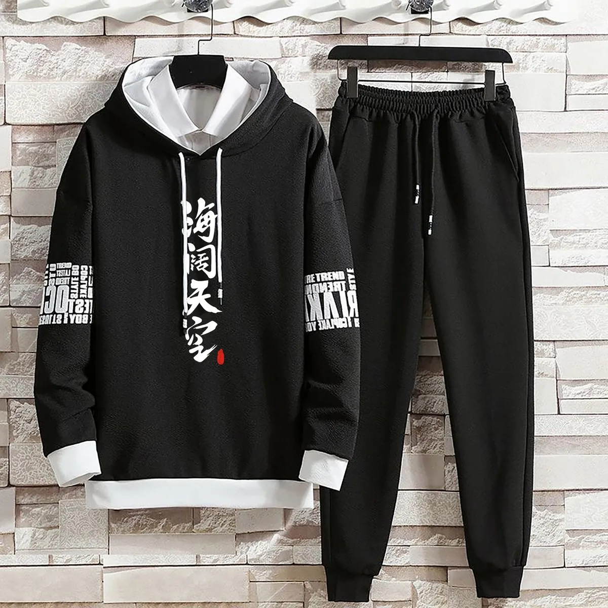 Hoodies Set Pants Clothing for Men Casual Summer Autumn Suits Pullover Hat Hood  Print Sweaterhoodie Men New Top Long Sleeves