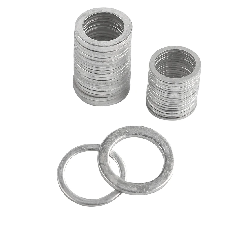 

20pcs M6-M26 Aluminum Washers Gasket Flat Metal Washer Gasket Plug Oil Sealing Rings Gaskets Fastener 10x14x1mm