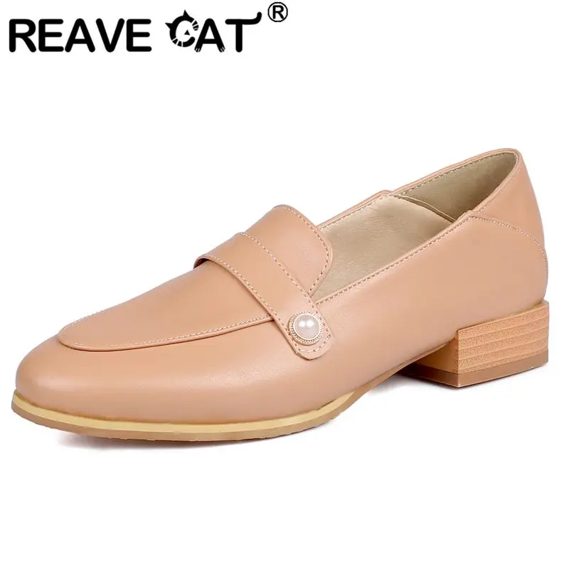 

REAVE CAT Luxury 2025 New Shiny Women Flats Round Toe Slip On Loafers Big Size 45 46 47 48 Soft Leisure Daily Office Lady Shoes