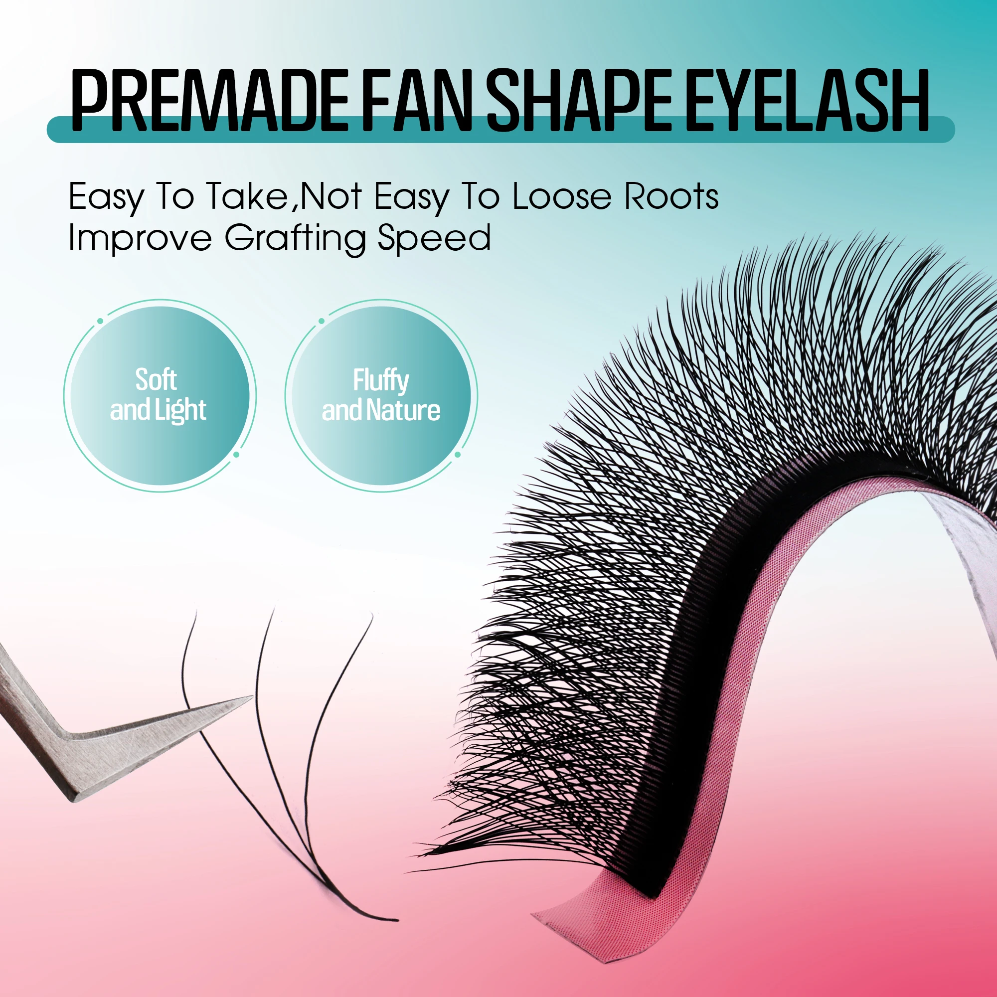 GEMERRY 10pcs 3D W Shape Lashes Eyelash Extensions Premade Volume Fan Makeup Tool Natural Faux Mink Individual Eyelash Wholesale