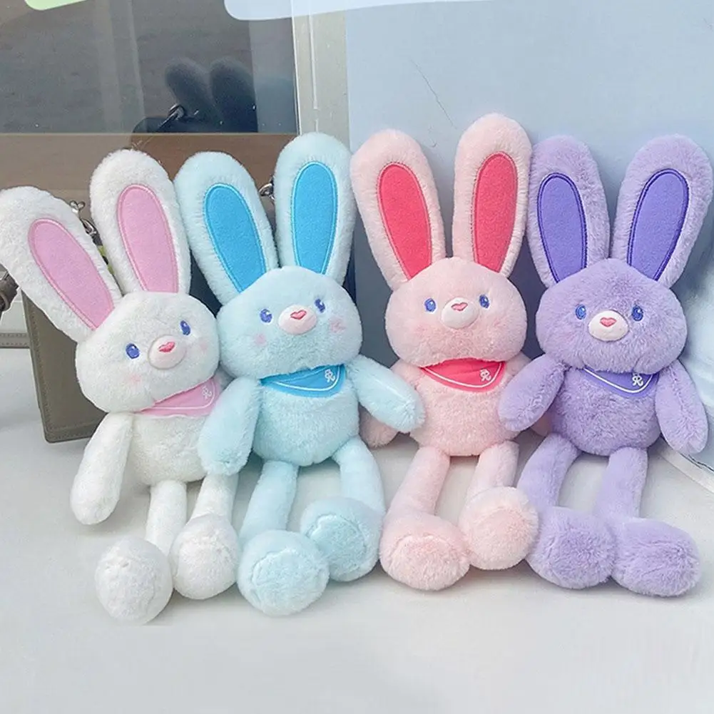 

New Pulling Ears Rabbit Plush Doll Chain Soft Stuffed Toys Schoolbag Pendant Gifts for Girls Baby Sleeping Toys Ears Flexible