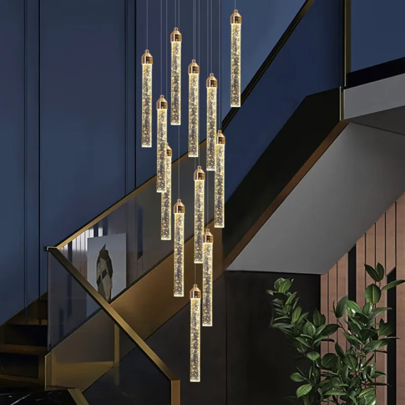 Hollow crystal lamp Jumping staircase chandelier