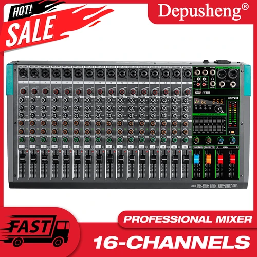 16 チャンネルオーディオサウンドミキサー Depusheng ミキシング DJ コンソール USB 48V ファンタム電源 256 DSP エフェクトサウンドテーブルステージ用
