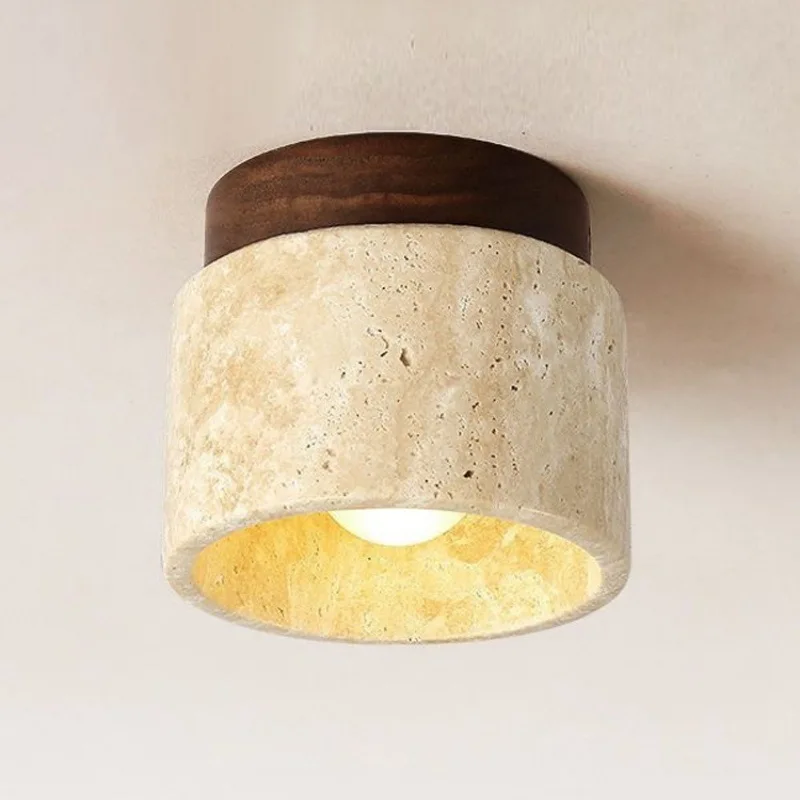 

Wall lamp modern living room bedroom balcony E27 lamp head furniture decoration yellow cave stone resin porch garage lighting