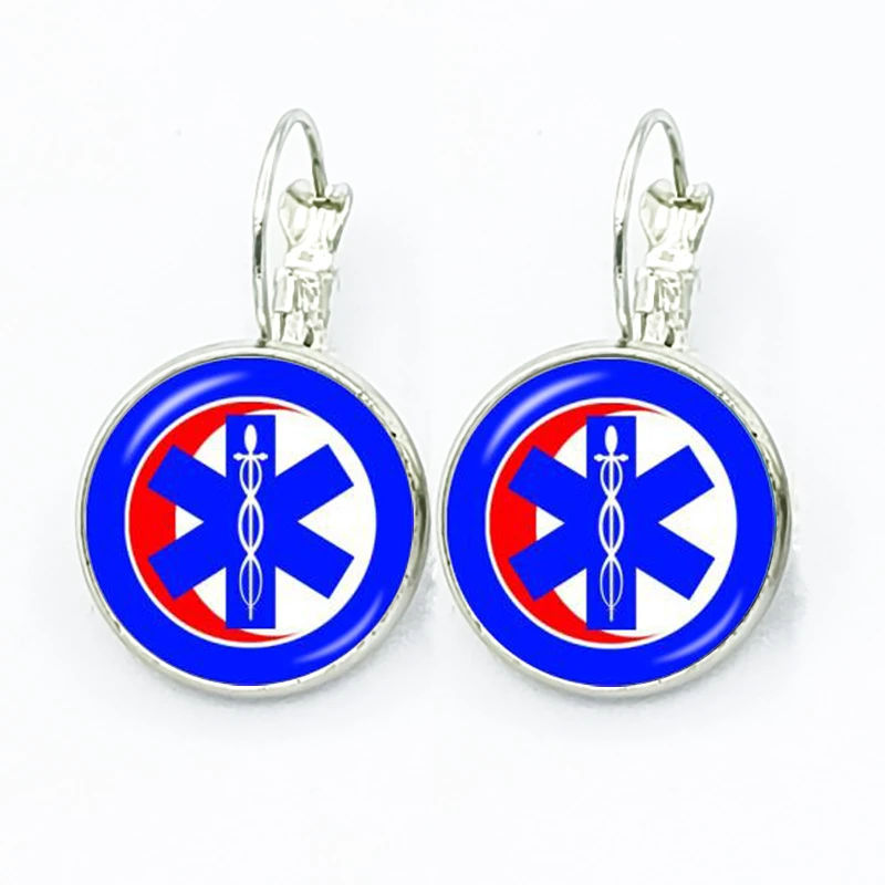 Emergency Medical Technician Paramedic Symbol Glass Gem Handmade Earrings Female Travel Jewelry