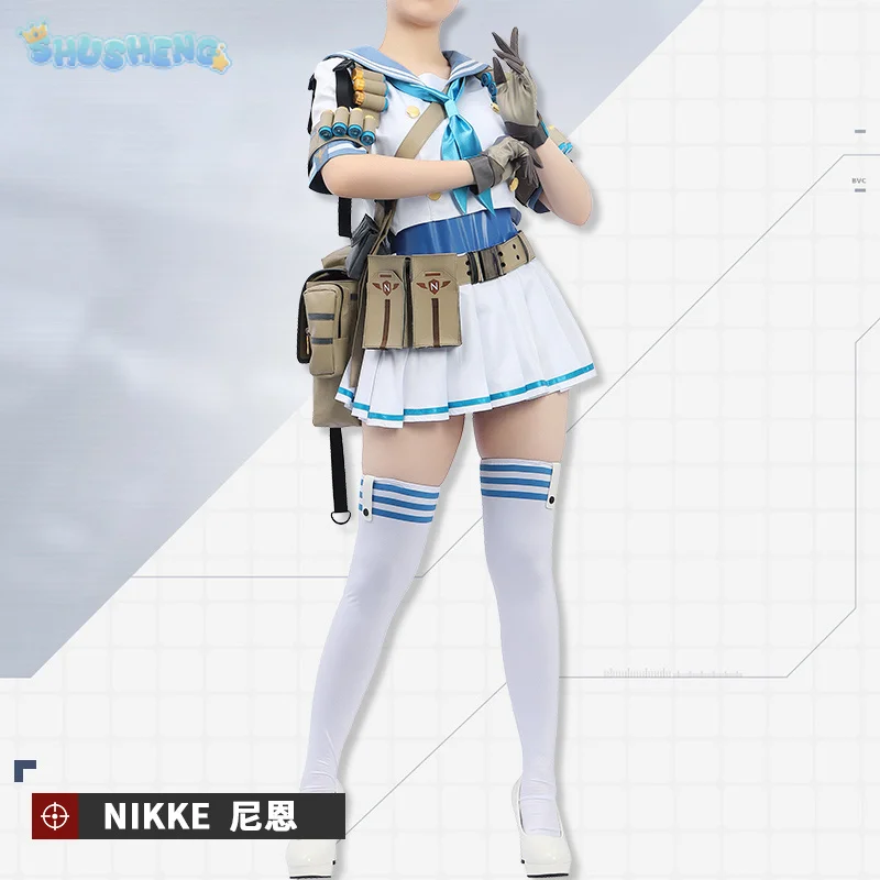 

NIKKE：The Goddess of Victory Neon: Blue Ocean Cosplay Costume Halloween Sweet Sailor Uniform JK Dress Accessories Prop Woman Set